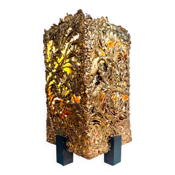 Brutalist Copper Table Lamp By Aimo Tukiainen For Oy Moonlight, Finland, 1970S