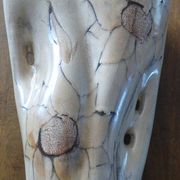 Beige vase by vallauris with flower pattern - excellent condition