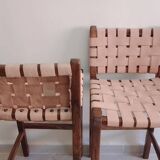 Duo bar stools in wood and leather