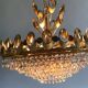 Hollywood Regency style brass and crystal chandelier by Palwa