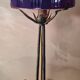 Wrought iron and molded glass lamp - rose decoration - circa 1900