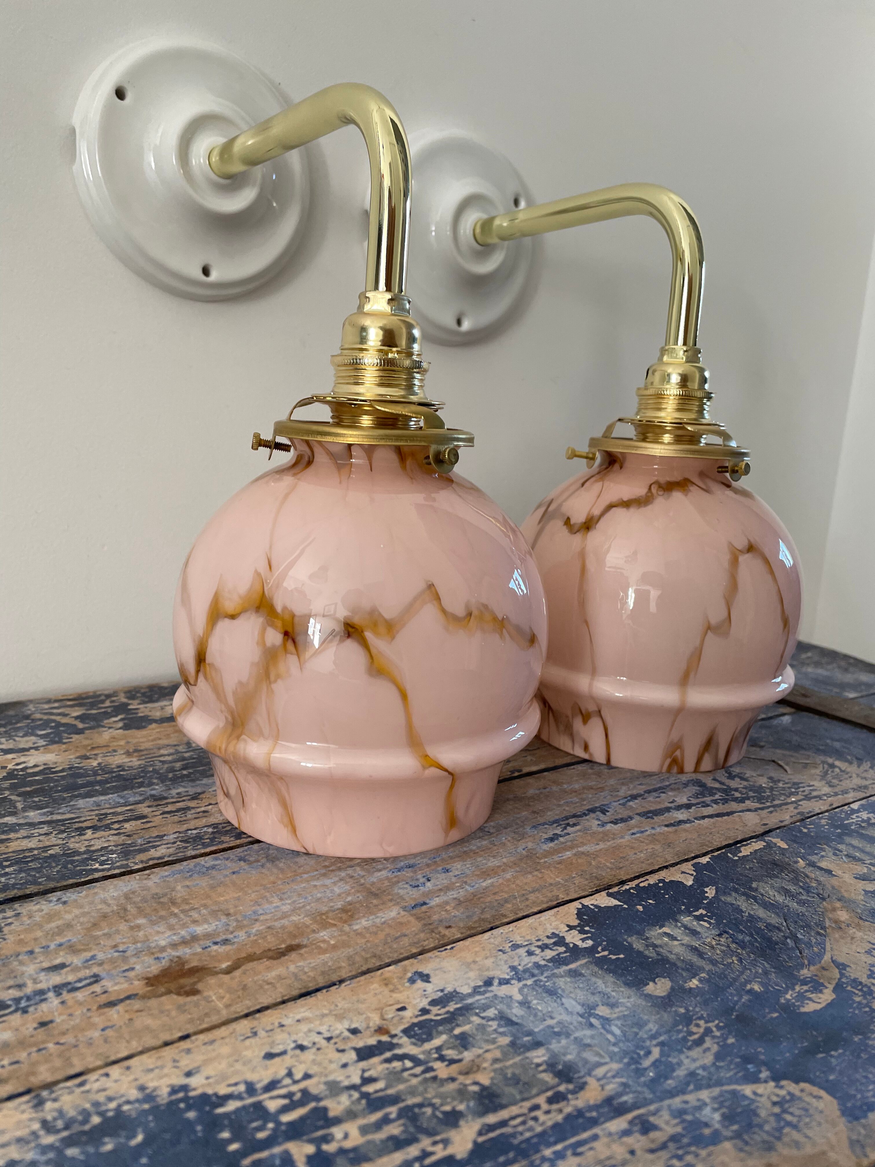 Pair of newly electrified art deco wall lamps