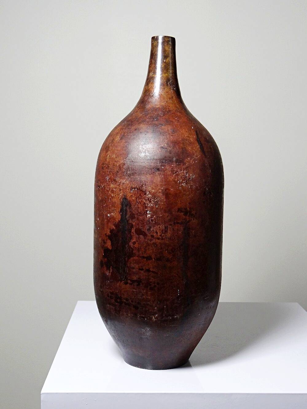 Grand vase potiche décoratif en métal vintage design minimaliste