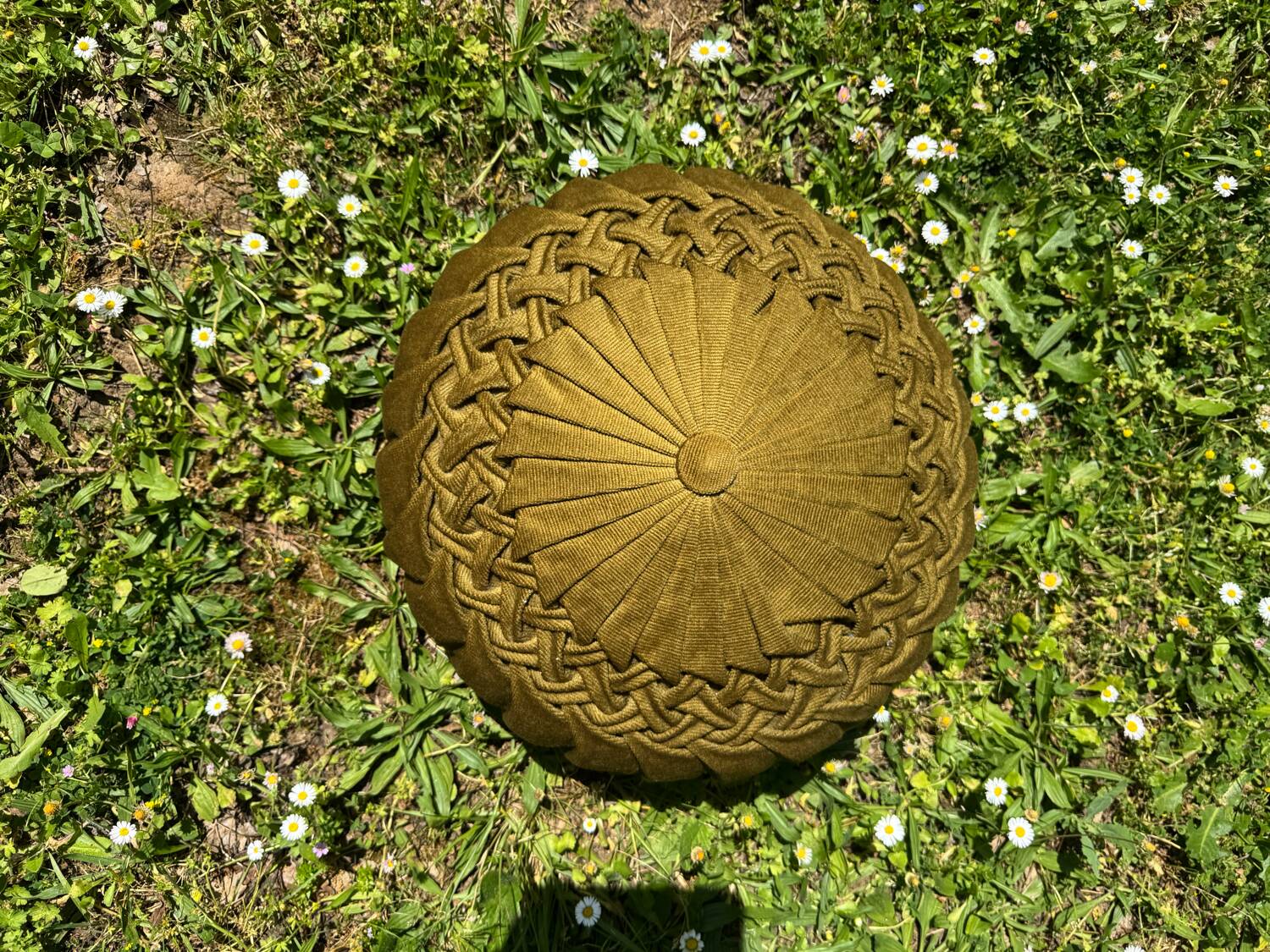 Vintage velvet round cushion