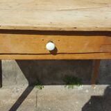 Raw wood farm table with drawer