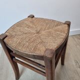 Tabouret ancien en paille et bois