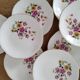 Set of 8 vintage Gien earthenware plates from the 70s with a floral pattern.