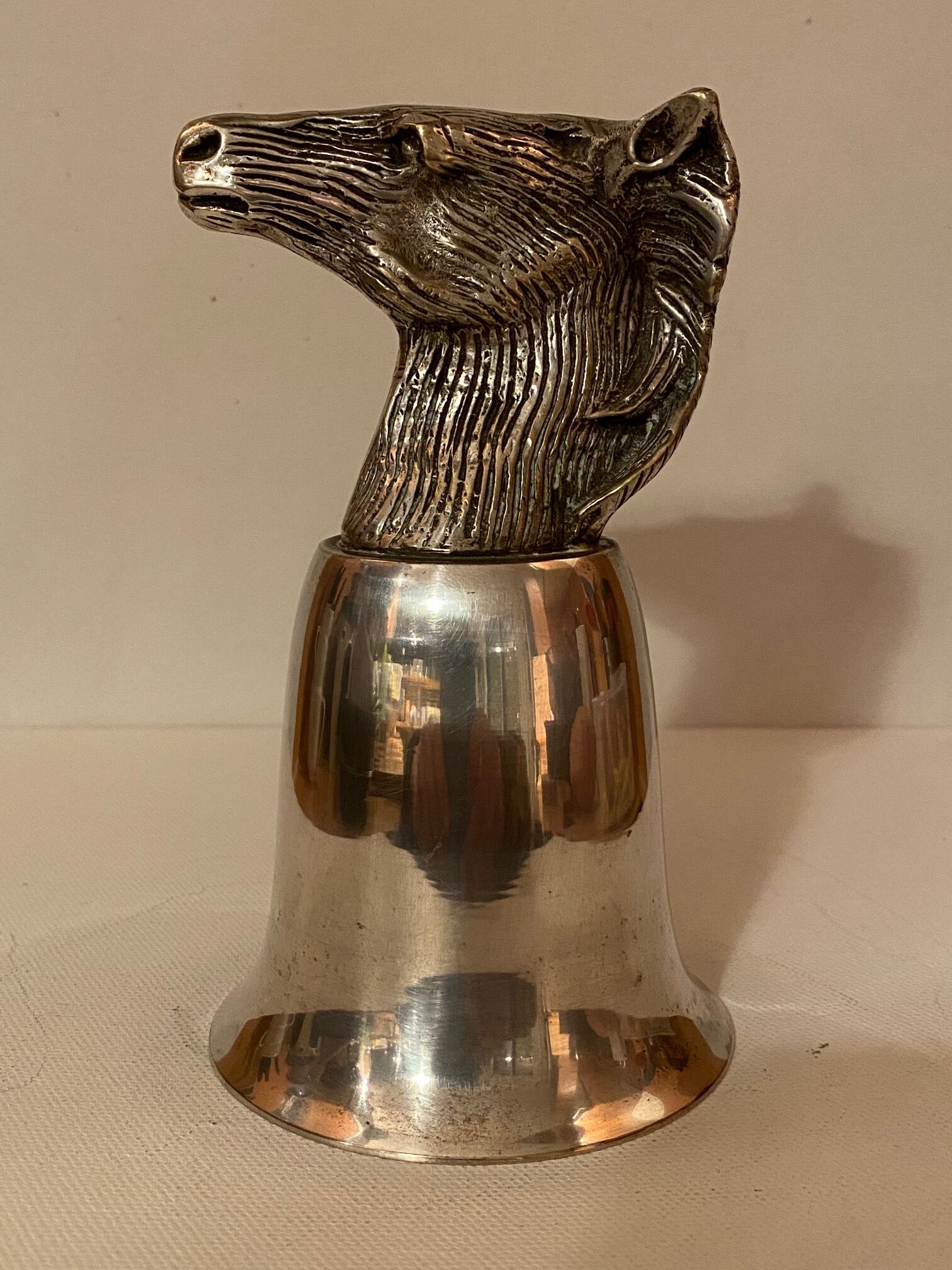 Calice or silver metal glass 19th century horse head