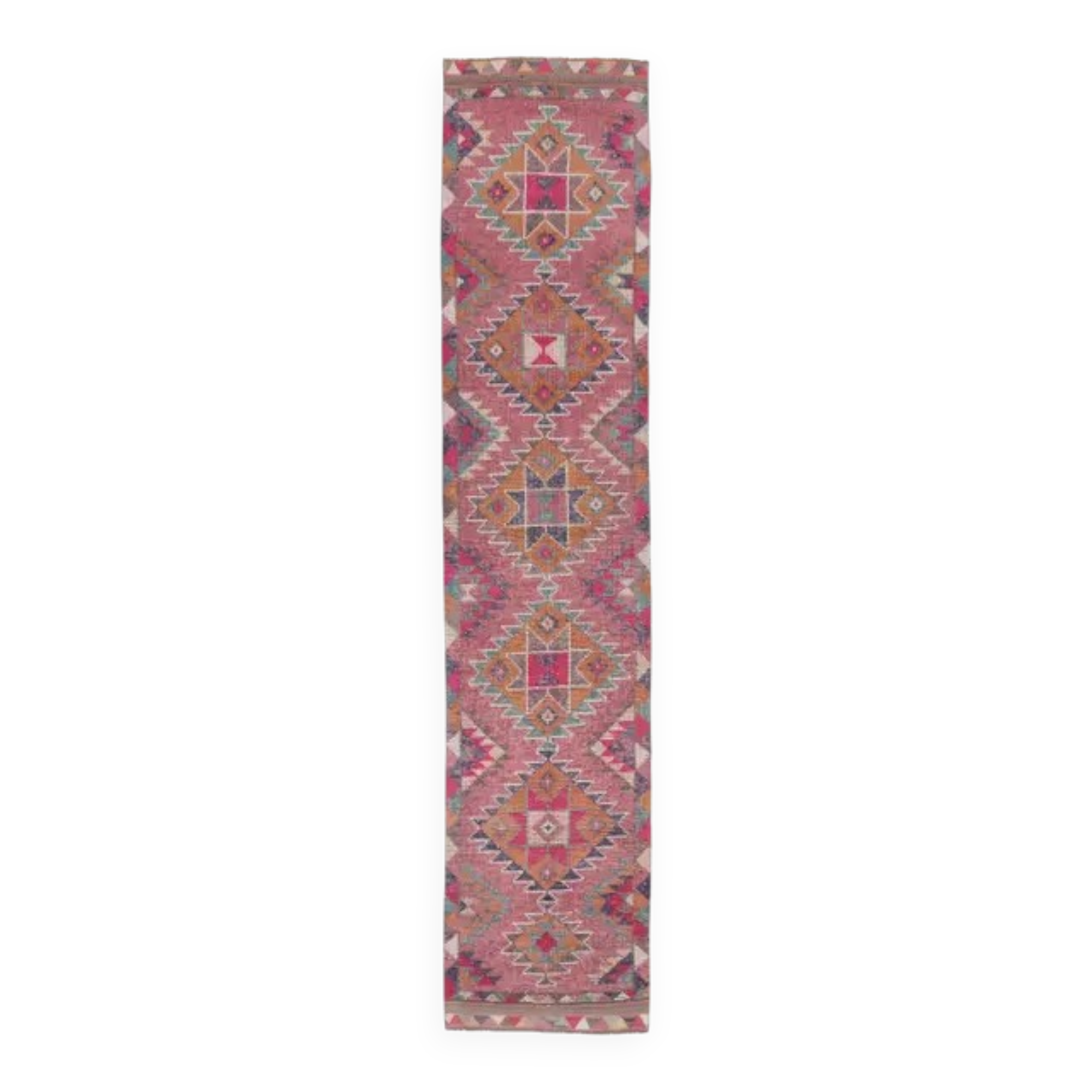 Vintage Turkish hand-knotted tribal runner 82x382