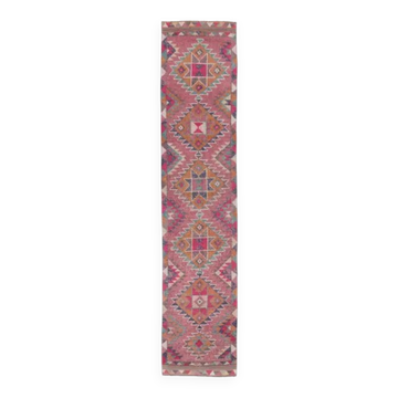 Vintage Turkish hand-knotted tribal runner 82x382