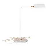 Modernist desk lamp in white metal and gold brass, Bauhaus spirit – 1960s