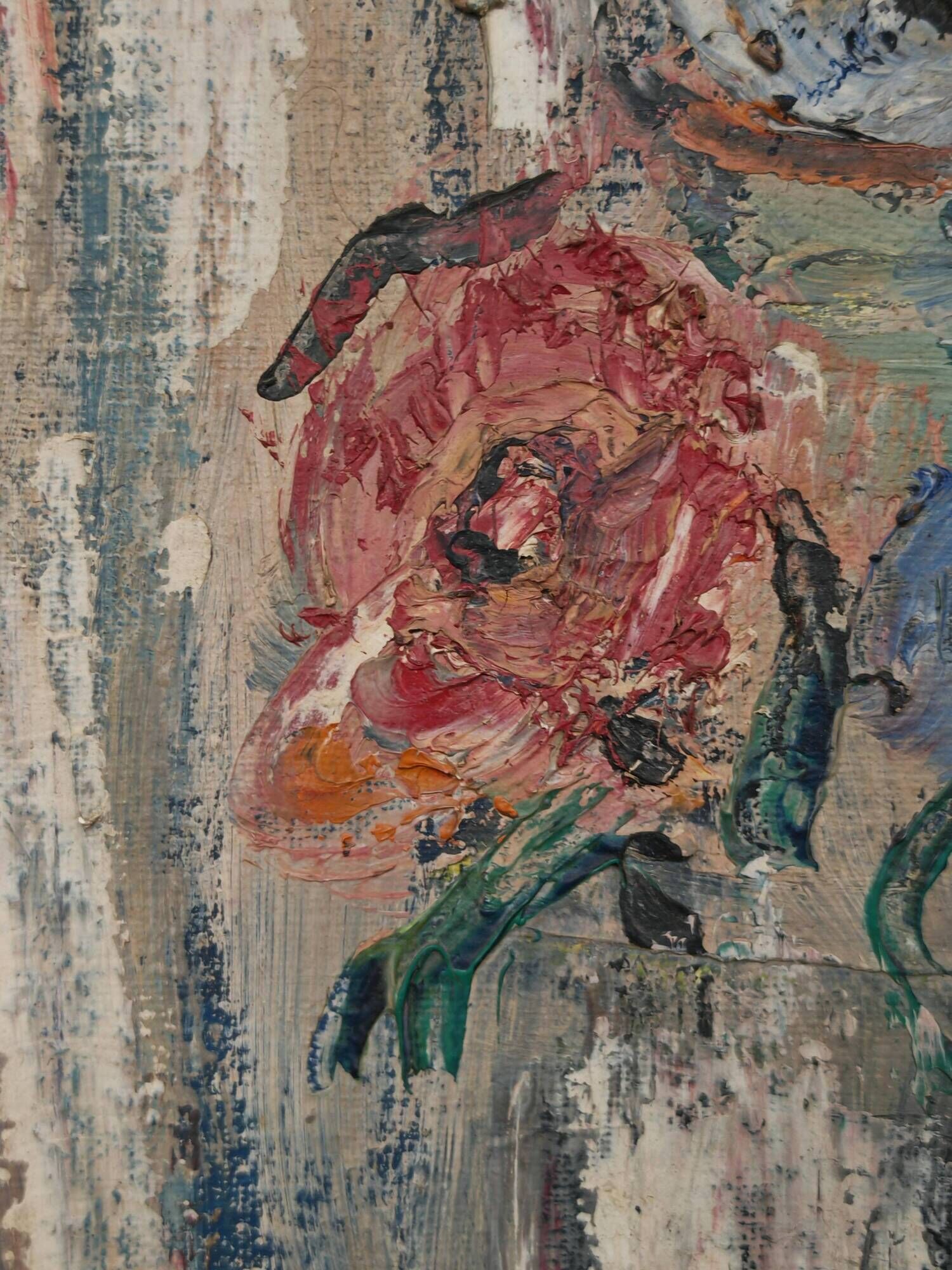 Modernist oil on canvas 'Flowers' by Branislava Modelska-Jovanovic