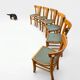 6 bistro chairs in solid oak, 1920s
