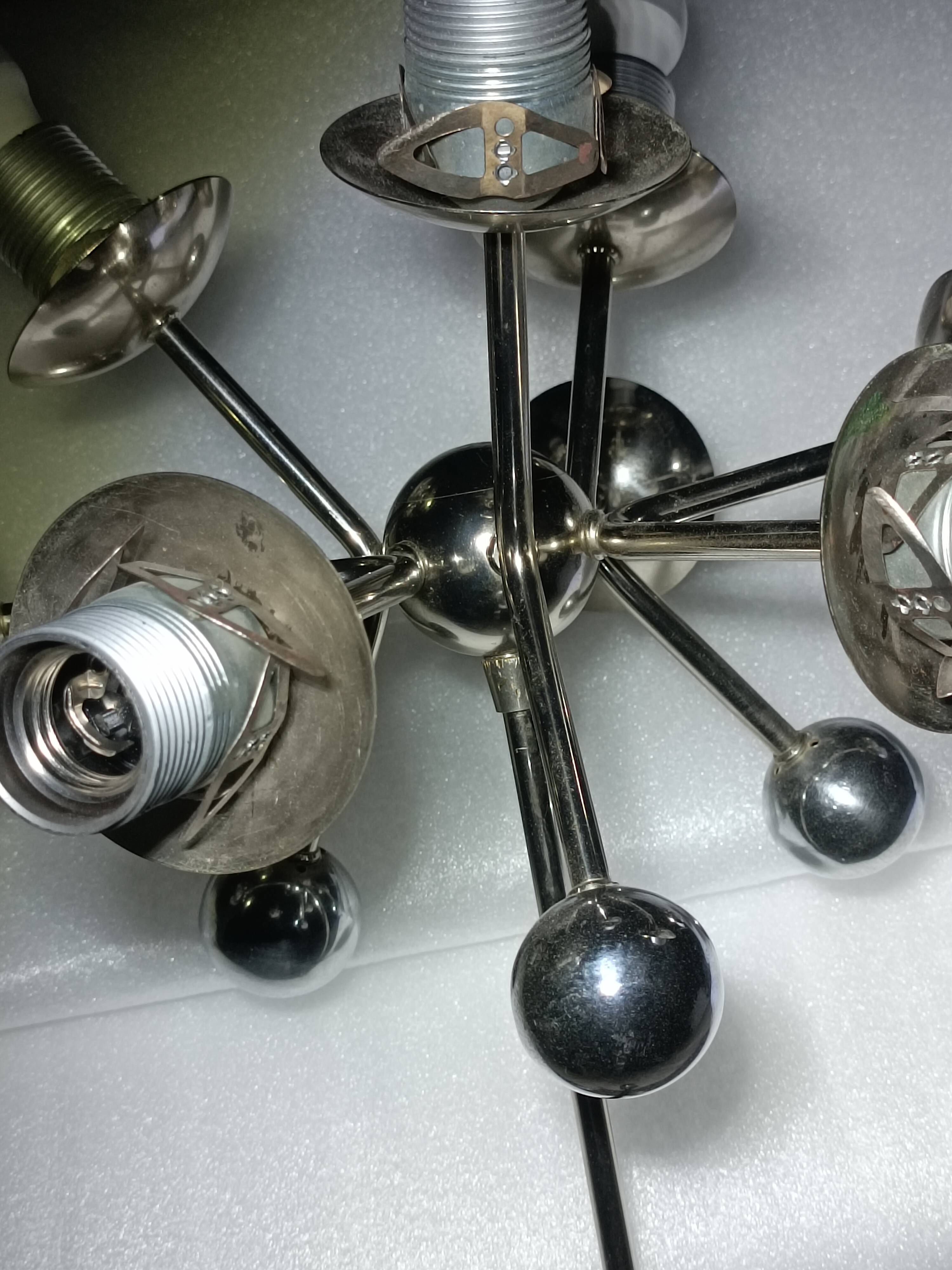 Lustre scandinave spoutnik atomic ice glass 1970s
