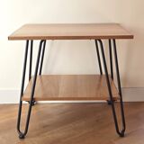 Side table in wood and steel in the style of Jacques Hitier, 1950s