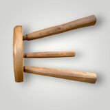 Antique solid oak tripod stool – brutalist style