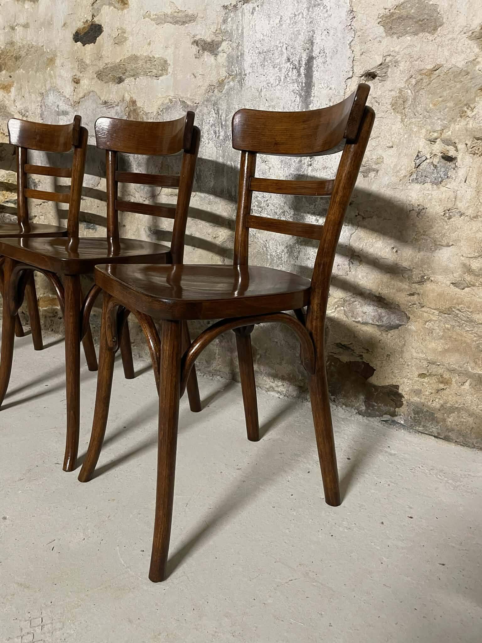 Set of 6 stamped Baumann chairs – bent wood – bistro style