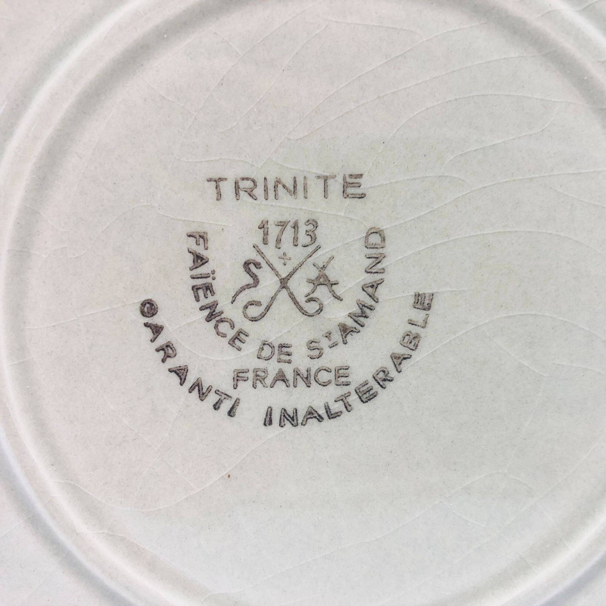 6 antique fish plates, St Amand earthenware