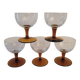 Verres à vin gravés pieds ambrés 60's France