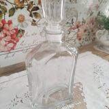 Vintage glass whiskey decanter curved hexagonal shape