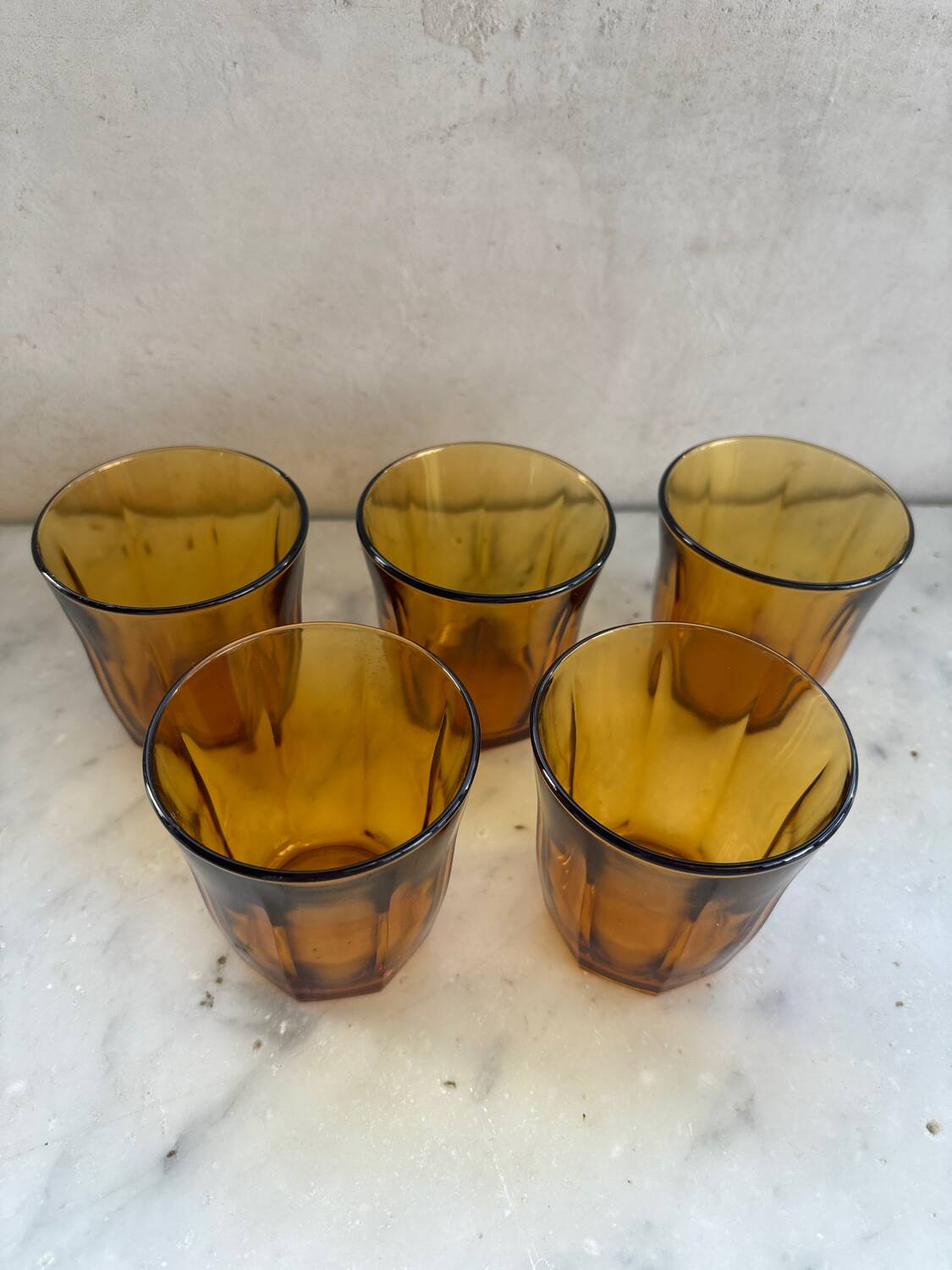 Set of 5 Vereco amber glasses
