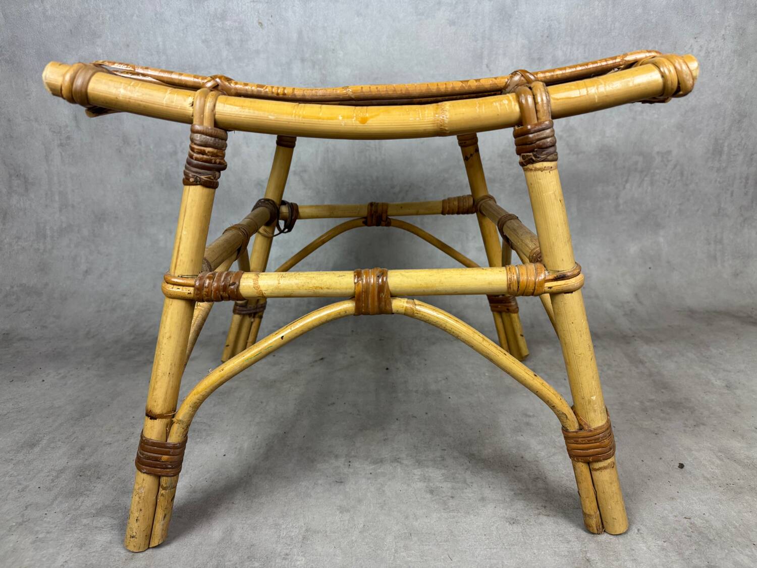 1970s rattan stool from the south of France