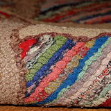 Old american carpet hooked handmade 88cm x 252cm 1880s