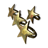 Set of 4 handmade brass napkin holders in the shape of stars, vintage from the 1980s