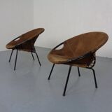 Set of vintage suede lounge chairs from Lusch, Germany, 1960s.