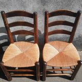 Pair of brutalist wood mulched chairs