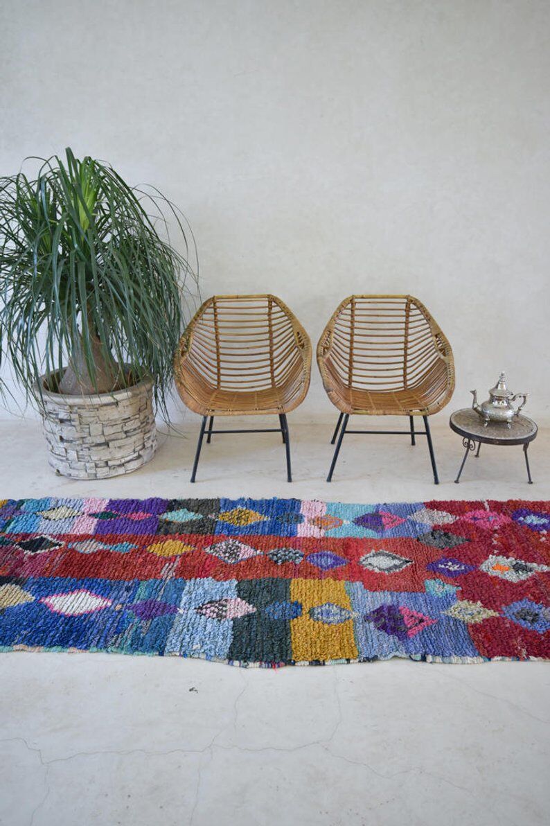 Carpet Moroccan Boucherouite 240 cm x 90 cm