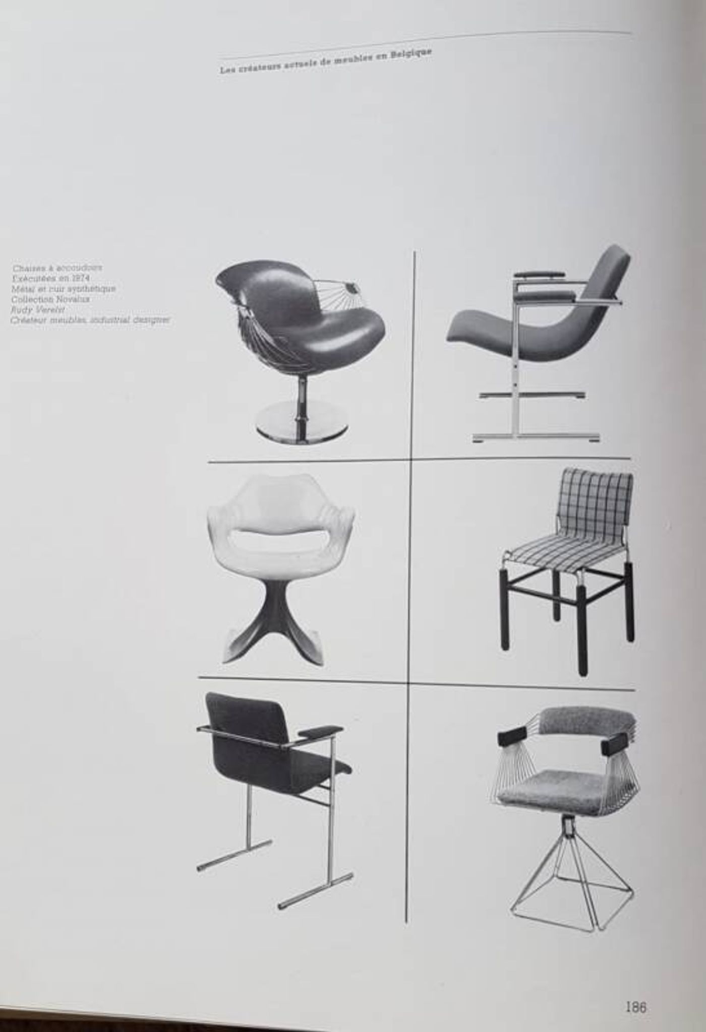 Rudi verelst "oslo" for novalux, series of 4 chromed metal armchairs, c