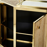 Pair of travertine brass cabinets by Alfredo Freda 1975