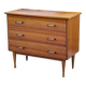 Vintage golden mahogany chest of drawers 3 drawers conical feet from the 60s
