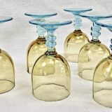 6 old two-tone George Sand wine glasses