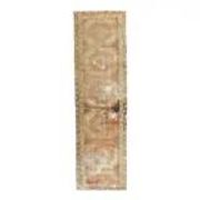 3'6x12'6 Orange Brown Vintage Turkish Hand-Knotted Runner Rug 110x385