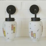 Pair of Unique Vintage Redesign Wall Lamps Glass Lights from Italy 1960's