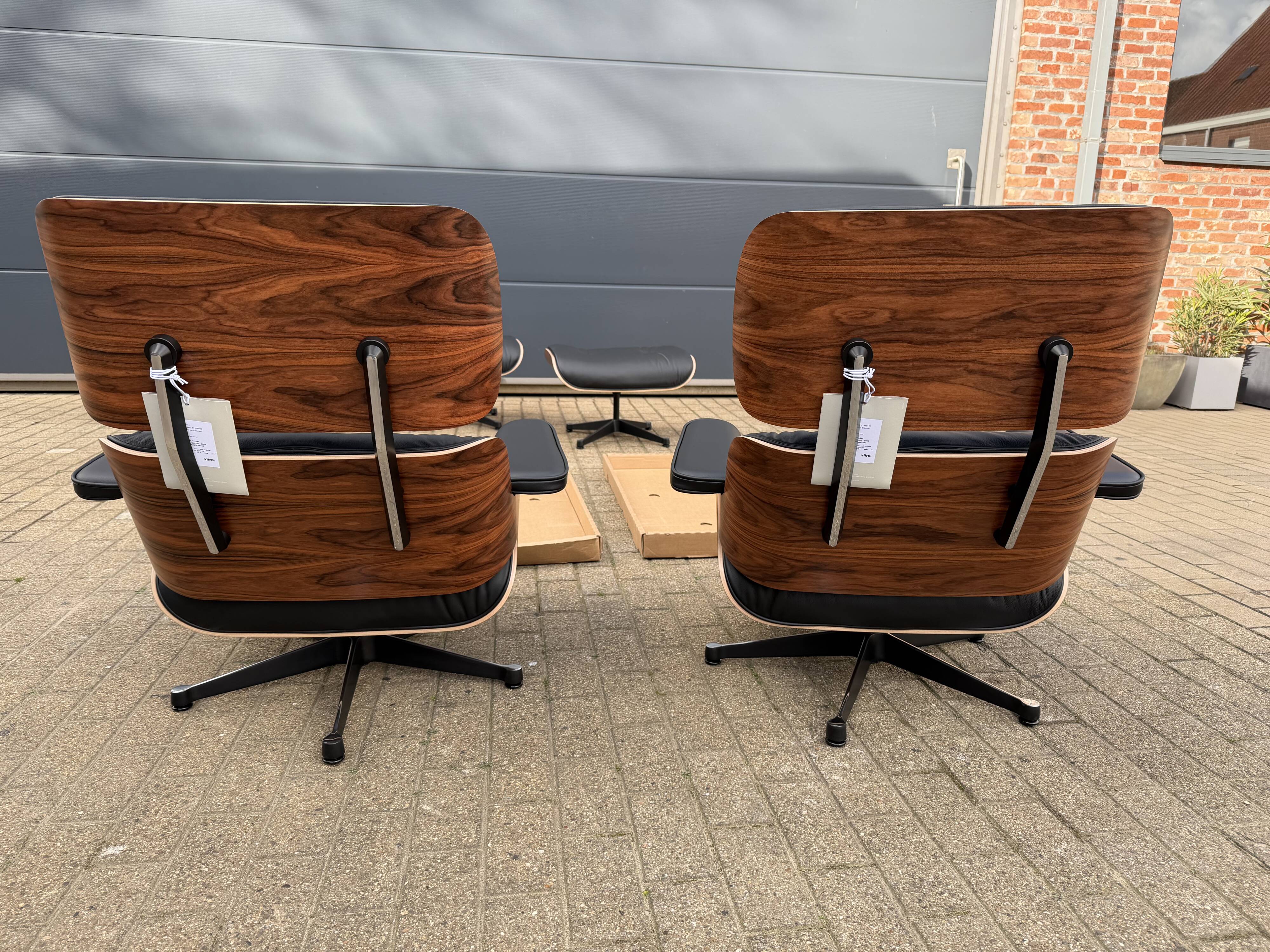 Vitra Eames Lounge Chair XL + Ottoman, Black leather & Santos Rosewood