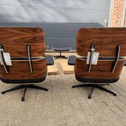 Vitra Eames Lounge chair XL + Ottoman, Zwart leder & Santos Palissander