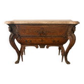 Commode d’apparat en marqueterie, marbre, figures ailées -Napoléon III