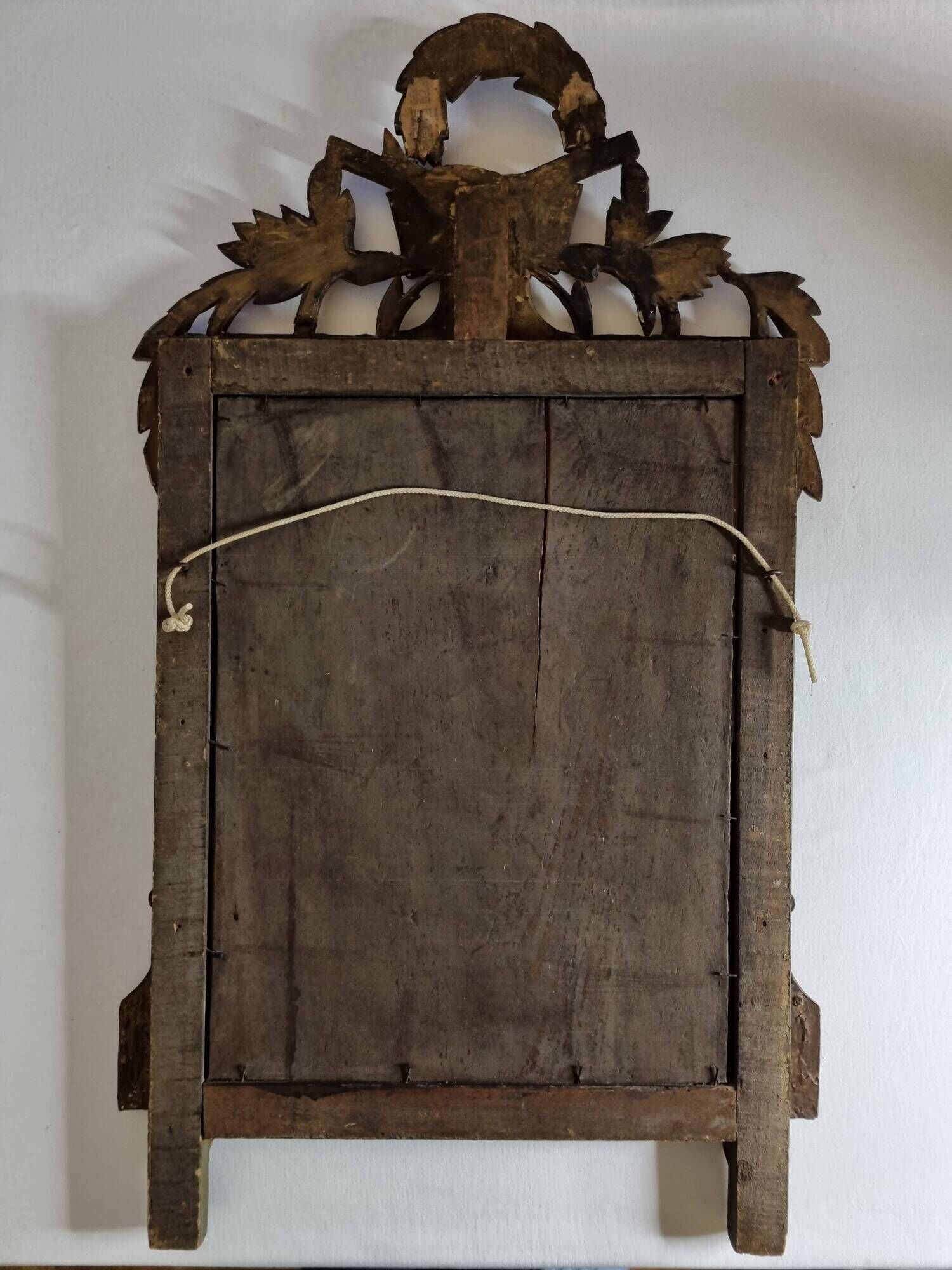 Antique carved and gilded wooden mirror, Louis XVI style – 54 x 92 cm