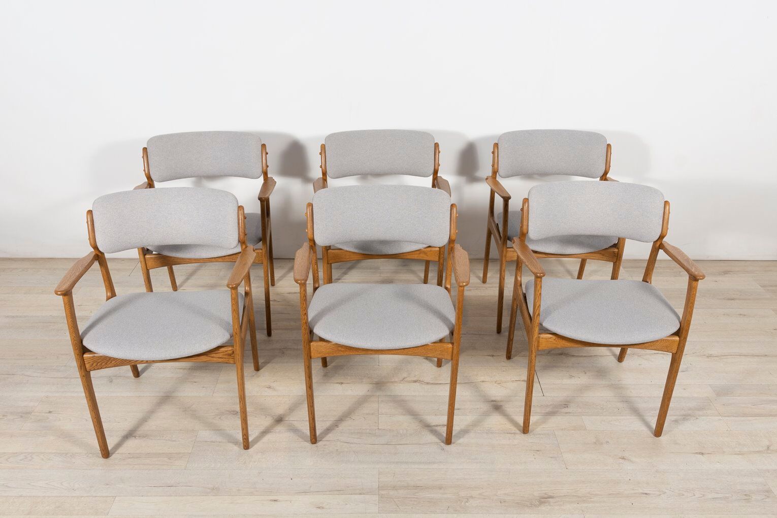 Oak Model 49 Dining Chairs by Erik Buch for Odense Maskinsnedkeri / O.D. Møbler, 1960s, Set of 6