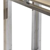 Rectangular console in brushed steel. Guy Lefèvre for Maison Jansen.