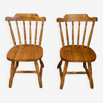 Pair of pine chairs, western style, 1970s