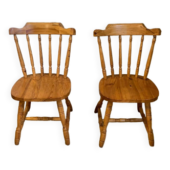 Pair of pine chairs, western style, 1970s