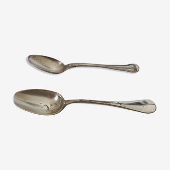 Pair of small silver metal spoons