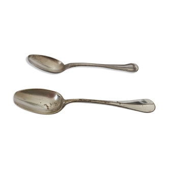 Pair of small silver metal spoons