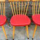 (Lot) 4 Baumann Chairs Compass Legs Vintage Red