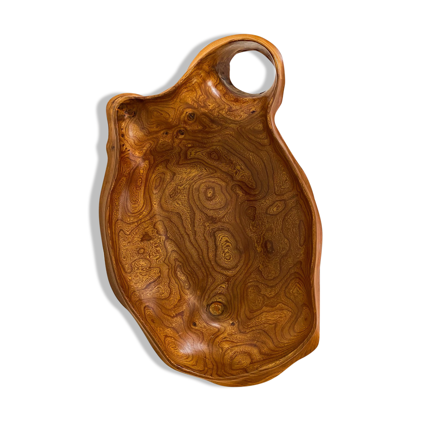 Vide poche, en bois massif et dense, artisanat suédois, années 30-50.