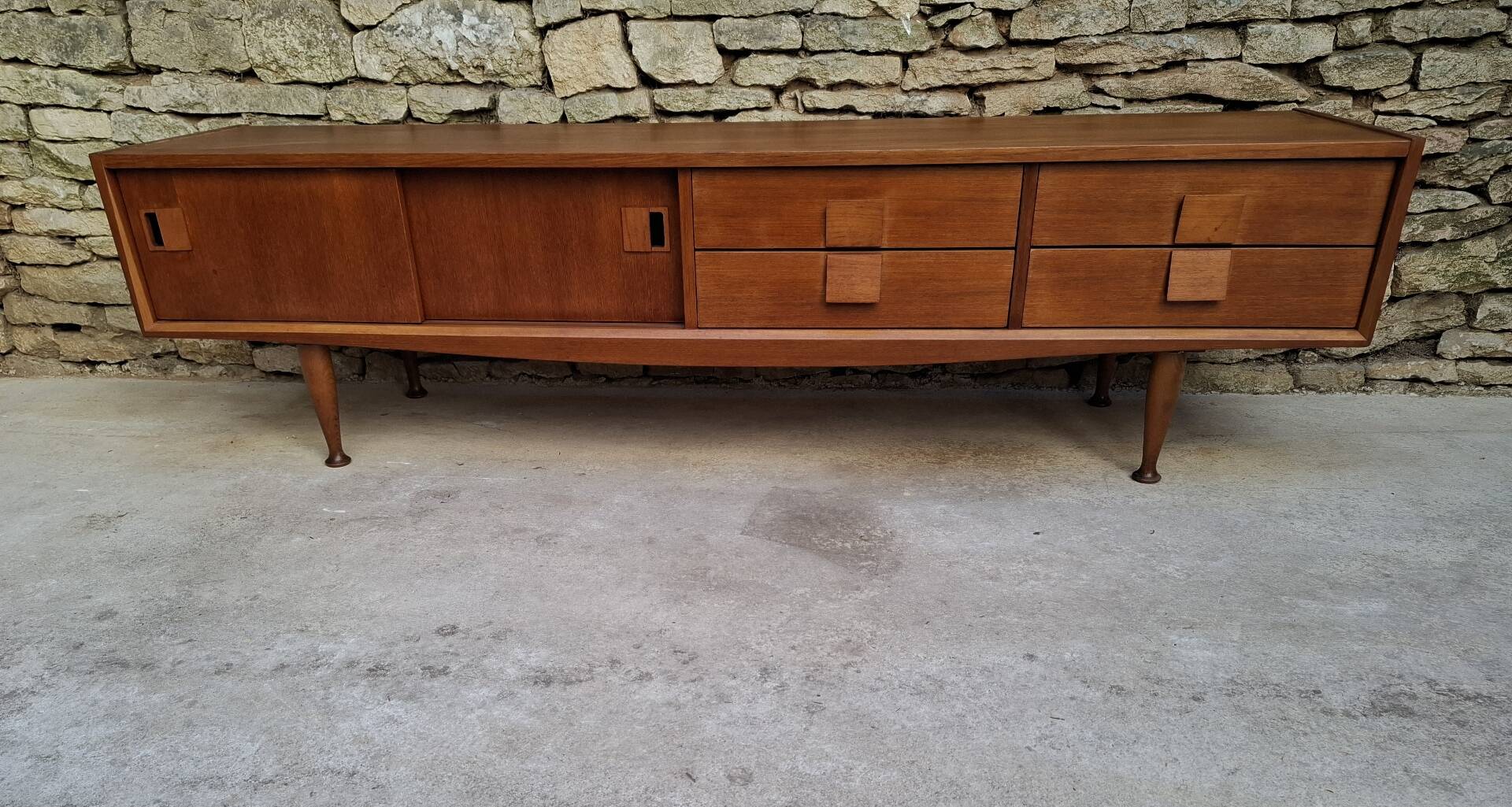 Low teak sideboard 200cm
